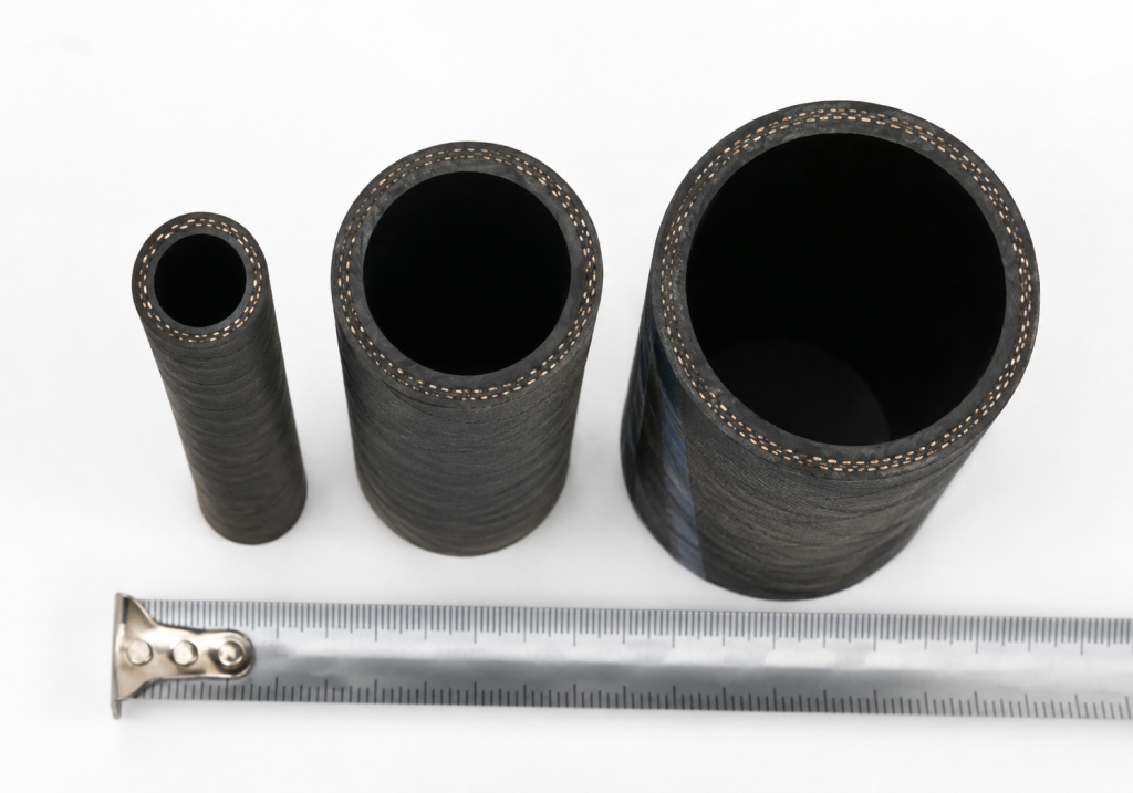 Three hose pipe sizes compared: half inch, three quarter inch and one inch internal diameter
