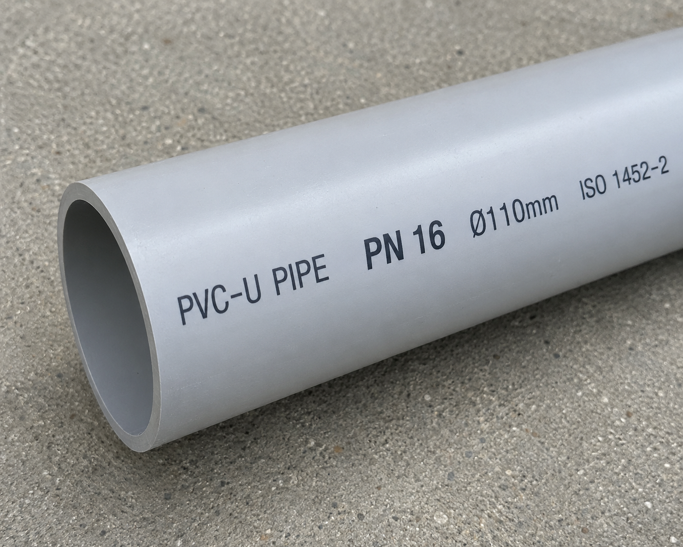 PVC pipe showing printed PN10 pressure rating marking