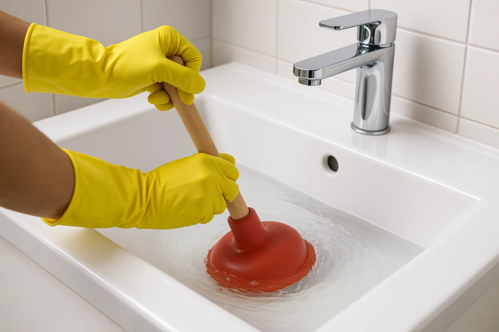 Proper technique for using plunger to clear blocked drain