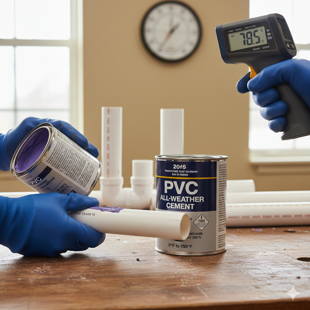 Installing PVC pipe with temperature monitoring to ensure proper cement curing conditions