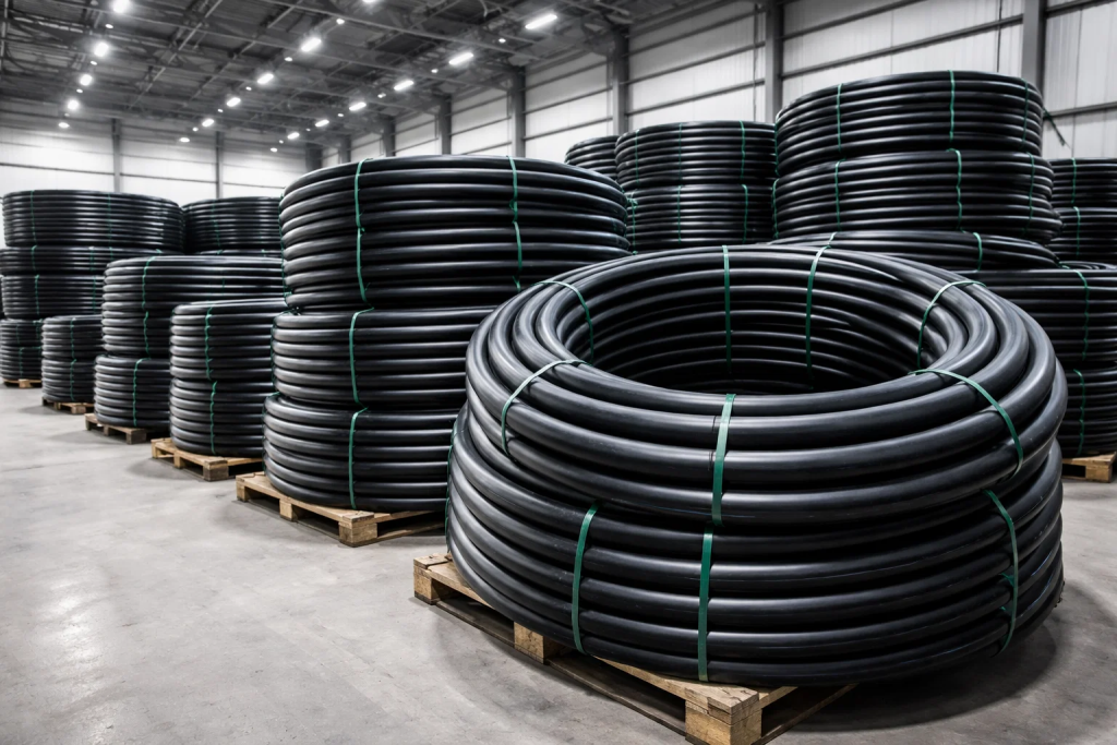 HDPE pipe coils for underground water main installation