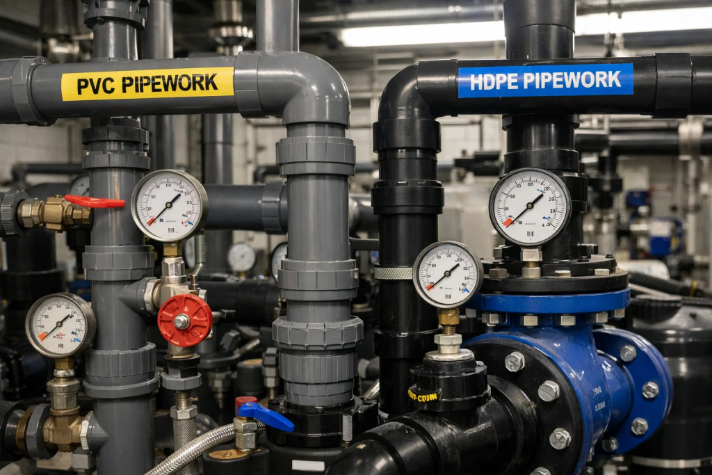 Pool pipe inspection checklist PVC HDPE CPVC fittings UAE commercial