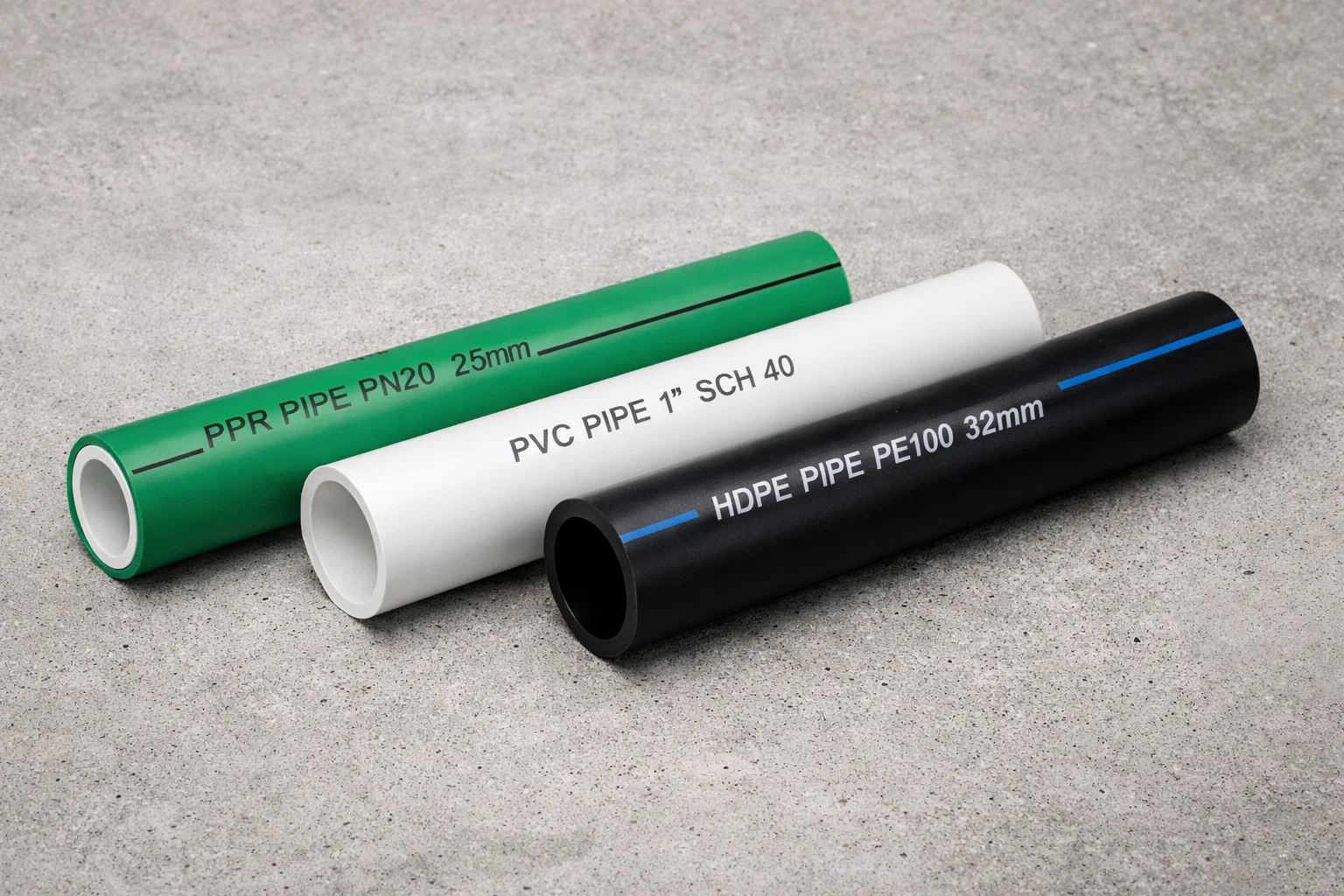 PPR vs PVC vs HDPE pipes side by side comparison