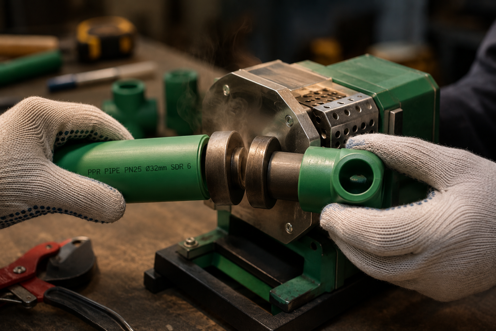 PPR pipe joined by socket fusion welding, the jointing method used for UAE hot water systems